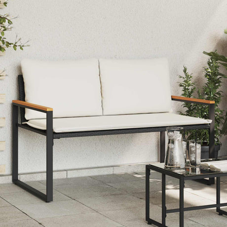 Vidaxl bank met kussen zwart en cream wit 115 x 65 x 72 cm rattan