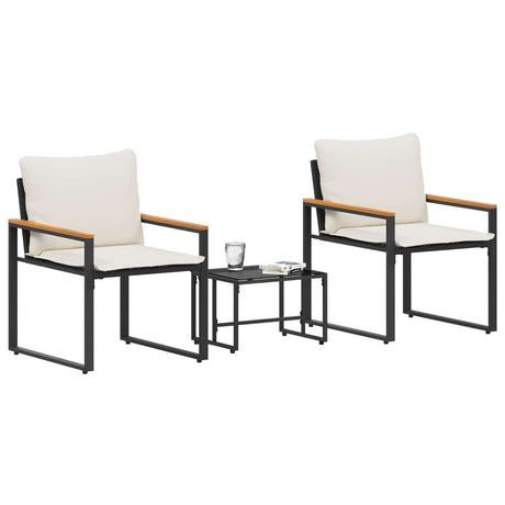 Vidaxl meubelsets 3 st zwart en cream wit rattan