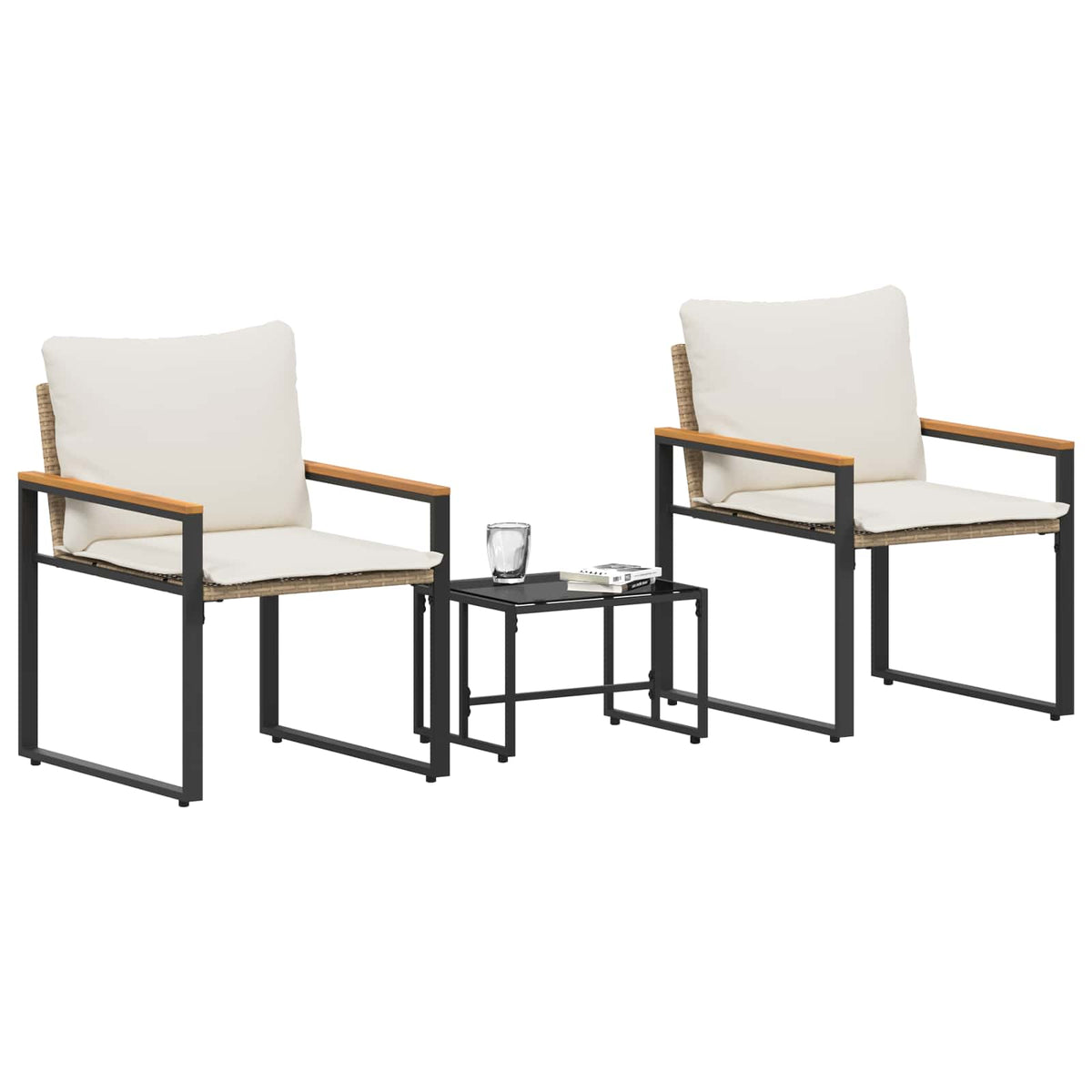 Vidaxl meubelsets 3 st beige en crème wit rattan