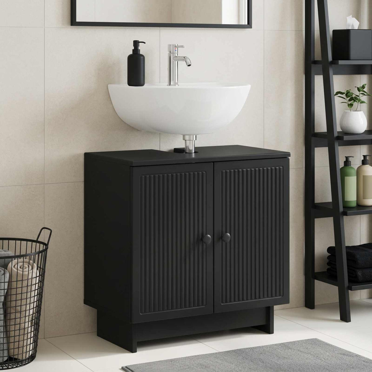 Vidaxl badkamer wastafelkast ede zwart 59,5 x 31,5 x 59 cm