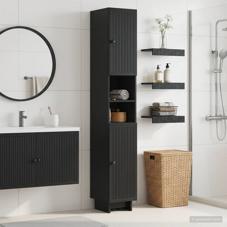 Vidaxl badkamerkast met open plank ede zwart 30 x 31 x 190 cm