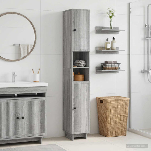 Vidaxl badkamerkast met open plank ede grijs sonoma 30 x 31 x 190 cm