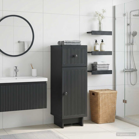 Vidaxl badkamer opbergkast ede zwart 30 x 31 x 80 cm bewerkt hout