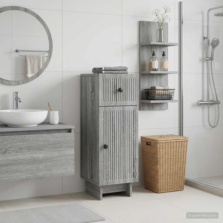 Vidaxl badkamer opbergkast ede grijs sonoma 30 x 31 x 80 cm