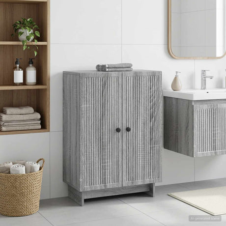 Vidaxl badkamer opbergkast ede grijs sonoma 59,5 x 31 x 80 cm
