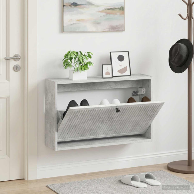 Vidaxl wandgemonteerde schoenkast ede 71 x 17 x 43 cm bewerkt hout