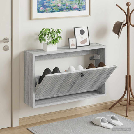 Vidaxl wandgemonteerde schoenkast ede 71 x 17 x 43 cm bewerkt hout