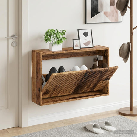 Vidaxl wandgemonteerde schoenkast ede 71 x 17 x 43 cm bewerkt hout