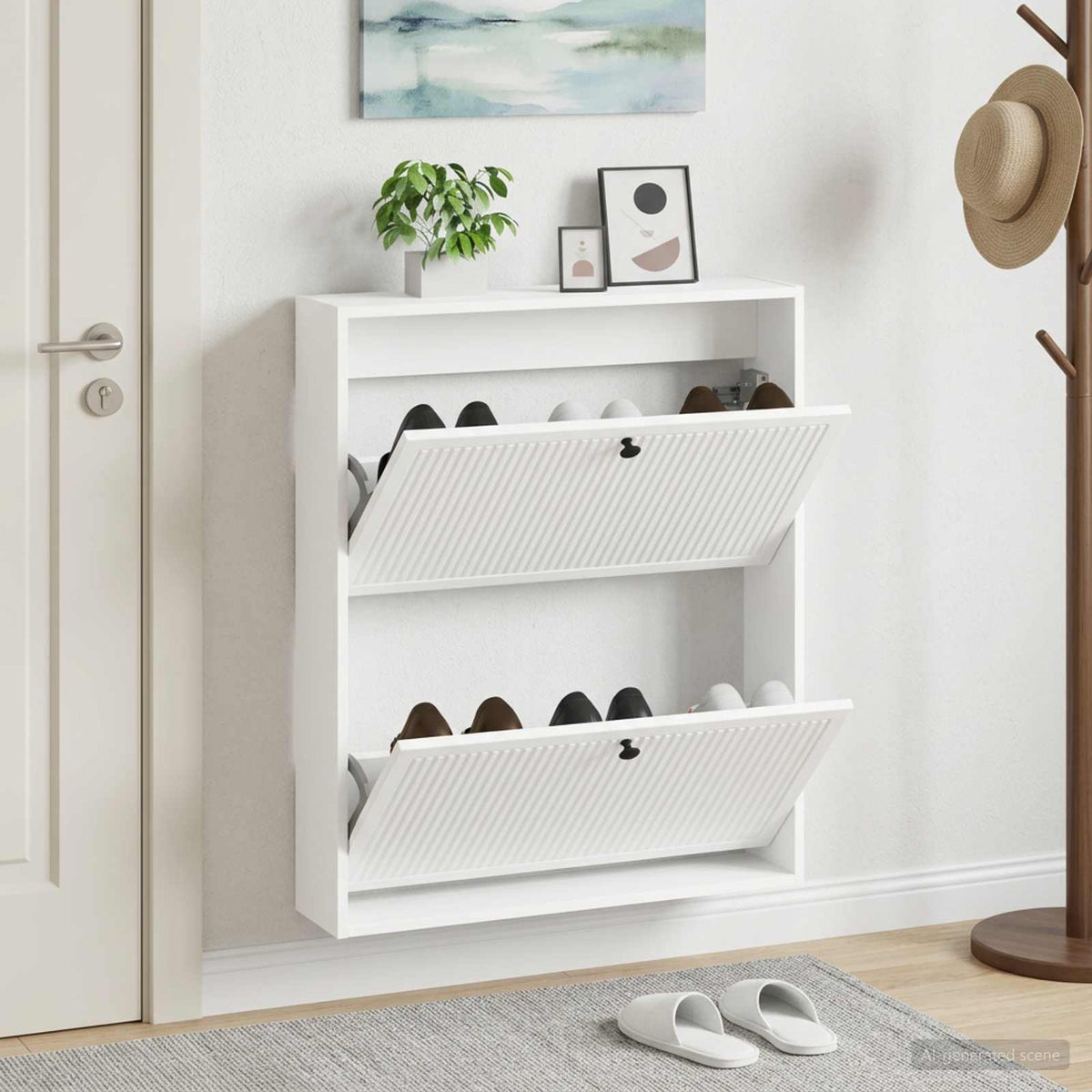 Vidaxl wandgemonteerde schoenkast ede 71 x 17 x 86 cm bewerkt hout wit