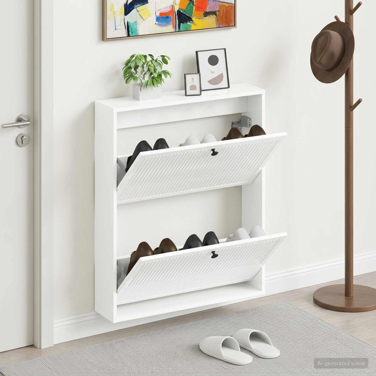Vidaxl wandgemonteerde schoenkast ede 71 x 17 x 86 cm bewerkt hout