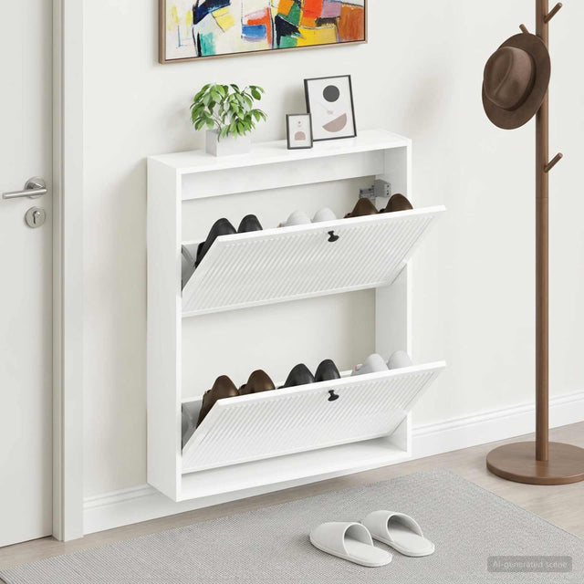 Vidaxl wandgemonteerde schoenkast ede 71 x 17 x 86 cm bewerkt hout