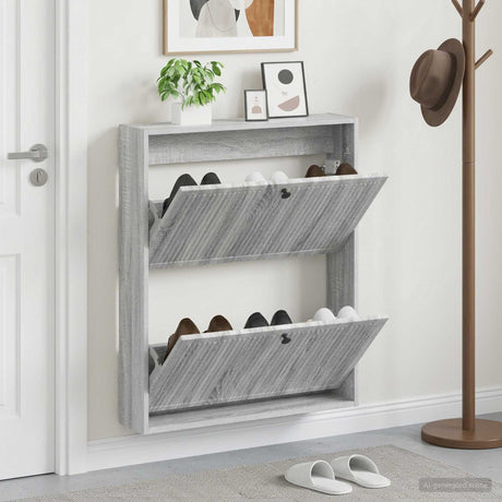 Vidaxl wandgemonteerde schoenkast ede 71 x 17 x 86 cm bewerkt hout