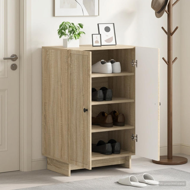 Vidaxl schoenenkast ede 59,5 x 39,5 x 90 cm bewerkt hout sonoma eiken