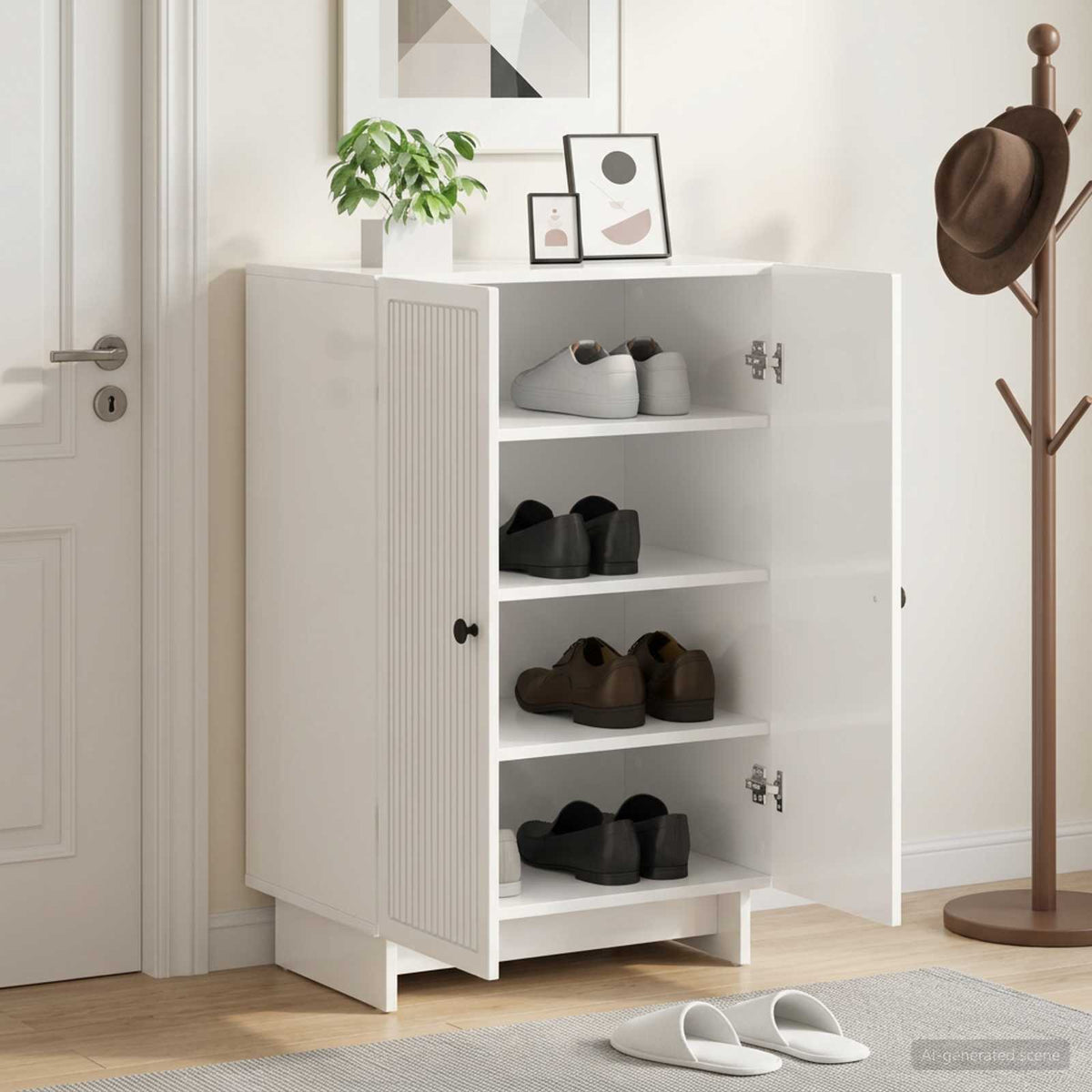 Vidaxl schoenenkast ede 59,5 x 39,5 x 90 cm bewerkt hout hoogglans wit