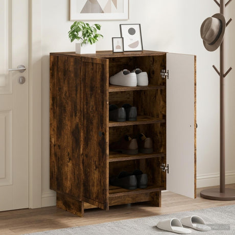 Vidaxl schoenenkast ede 59,5 x 39,5 x 90 cm bewerkt hout gerookt eiken