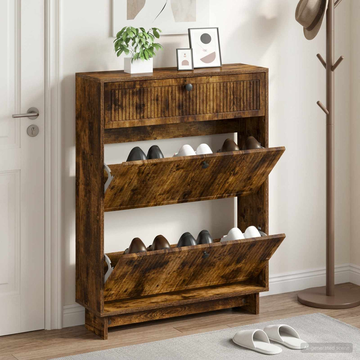 Vidaxl schoenenkast ede 78 x 24 x 103 cm bewerkt hout gerookt eiken