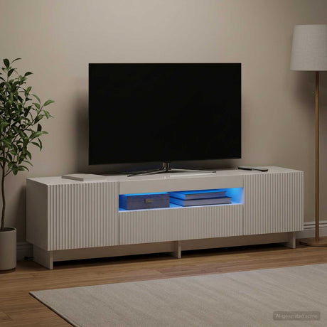 Vidaxl led tv-meubel ede 153 x 35 x 43 cm hoogglans wit bewerkt hout
