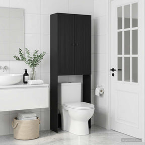 Vidaxl toiletkast ede zwart 66 x 25,5 x 190 cm bewerkt hout