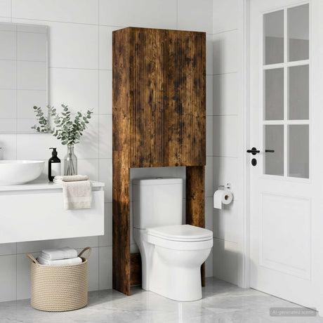 Vidaxl toiletkast ede gerookt eiken 66 x 25,5 x 190 cm bewerkt hout
