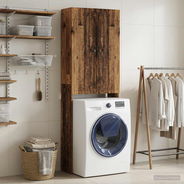 Vidaxl toiletkast ede oud hout 66 x 25,5 x 190 cm bewerkt hout