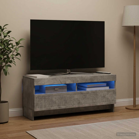 Vidaxl led tv-meubel ede 100 x 35 x 43 cm betongrijs bewerkt hout
