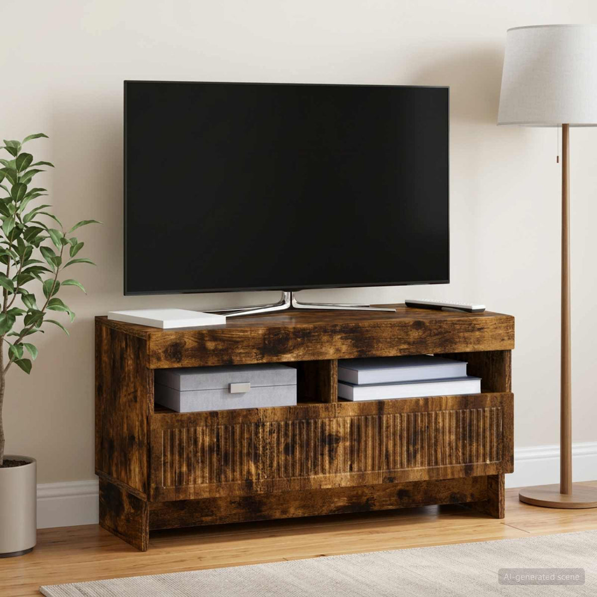 Vidaxl led tv-meubel alkmaar 81 x 35 x 43 cm gerookt eiken