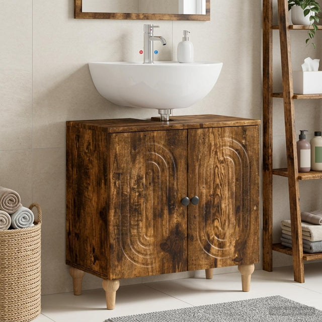 Vidaxl badkamer wastafelkast alkmaar gerookt eiken 59,5 x 31,5 x 59 cm