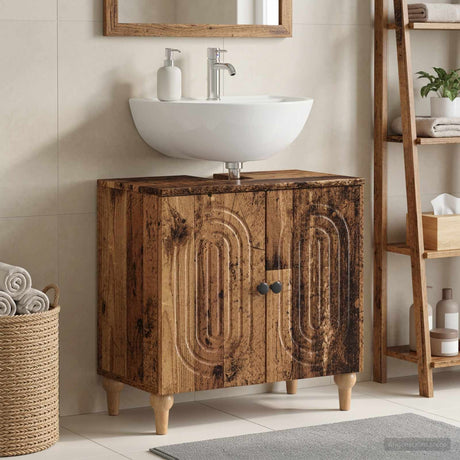 Vidaxl badkamer wastafelkast alkmaar oud hout 59,5 x 31,5 x 59 cm