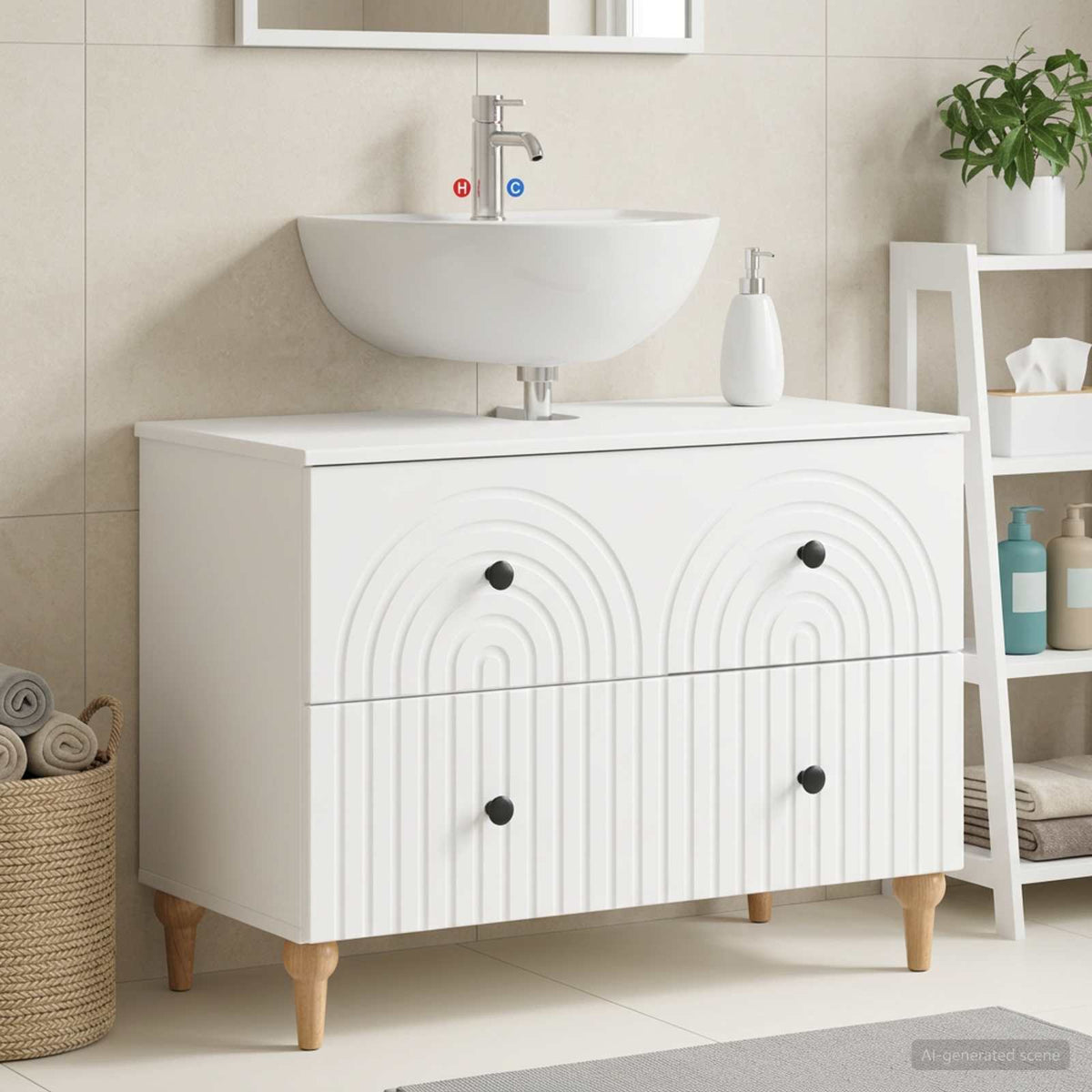 Vidaxl badkamer wastafelkast alkmaar wit 82 x 41 x 59 cm bewerkt hout
