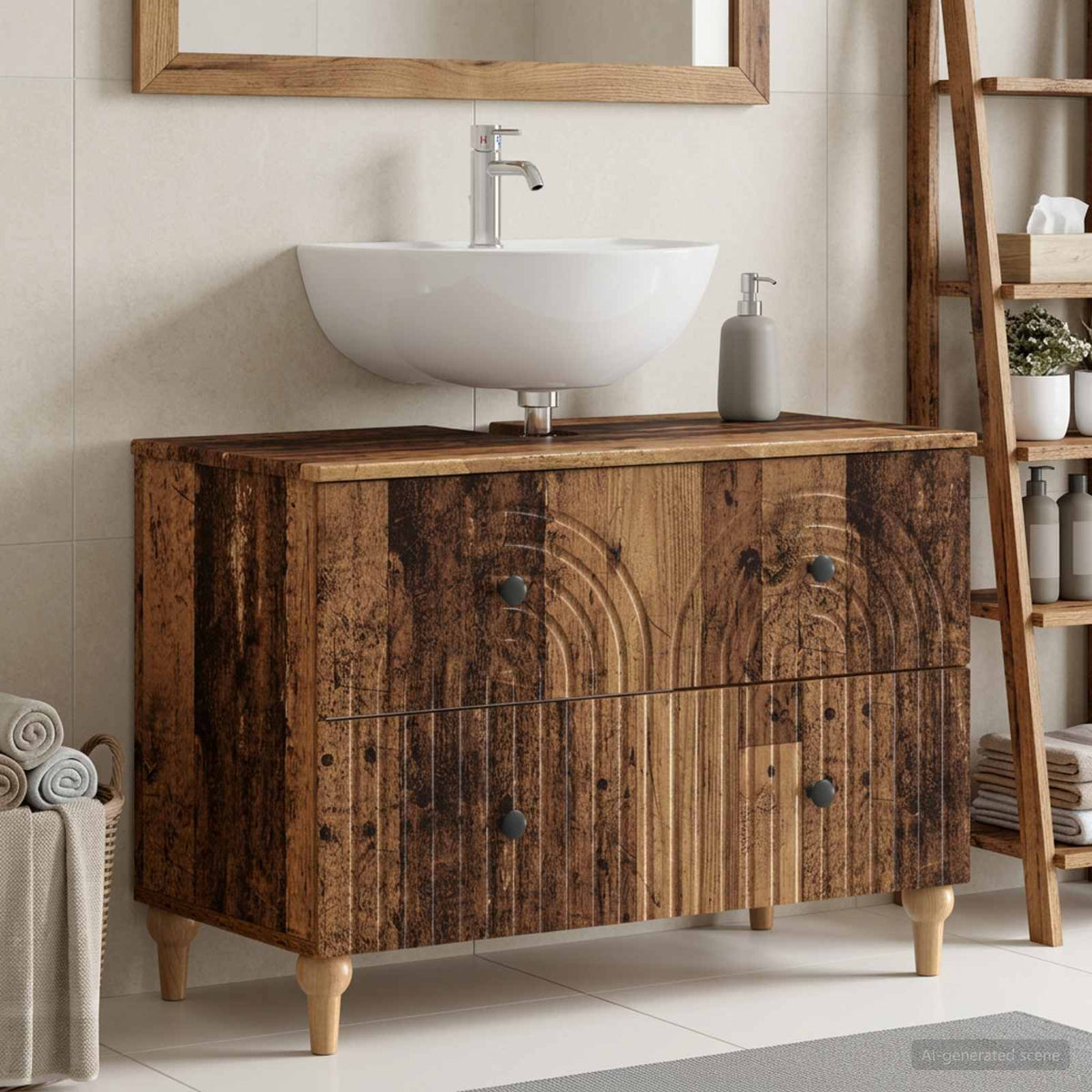 Vidaxl badkamer wastafelkast alkmaar oud hout 82 x 41 x 59 cm
