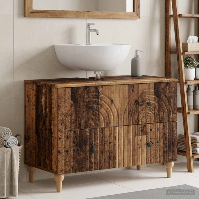 Vidaxl badkamer wastafelkast alkmaar oud hout 82 x 41 x 59 cm