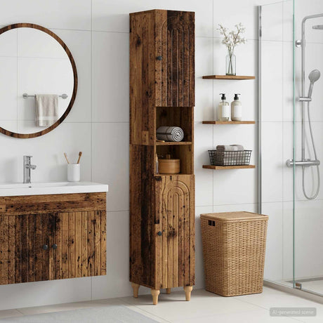 Vidaxl badkamerkast met open plank alkmaar oud hout 30 x 31 x 190 cm
