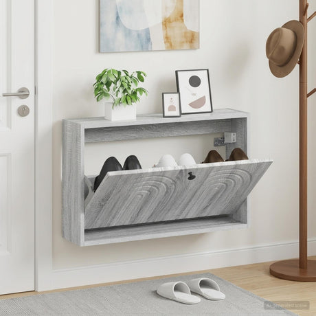 Vidaxl wandgemonteerde schoenkast alkmaar 71 x 17 x 43 cm bewerkt hout