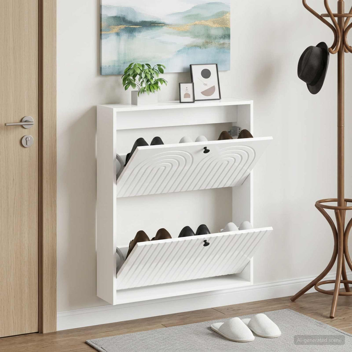 Vidaxl wandgemonteerde schoenkast alkmaar 71 x 17 x 86 cm bewerkt hout