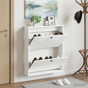 Vidaxl wandgemonteerde schoenkast alkmaar 71 x 17 x 86 cm bewerkt hout