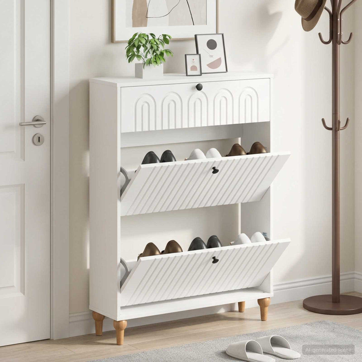 Vidaxl schoenenkast alkmaar 78 x 24 x 103 cm bewerkt hout wit