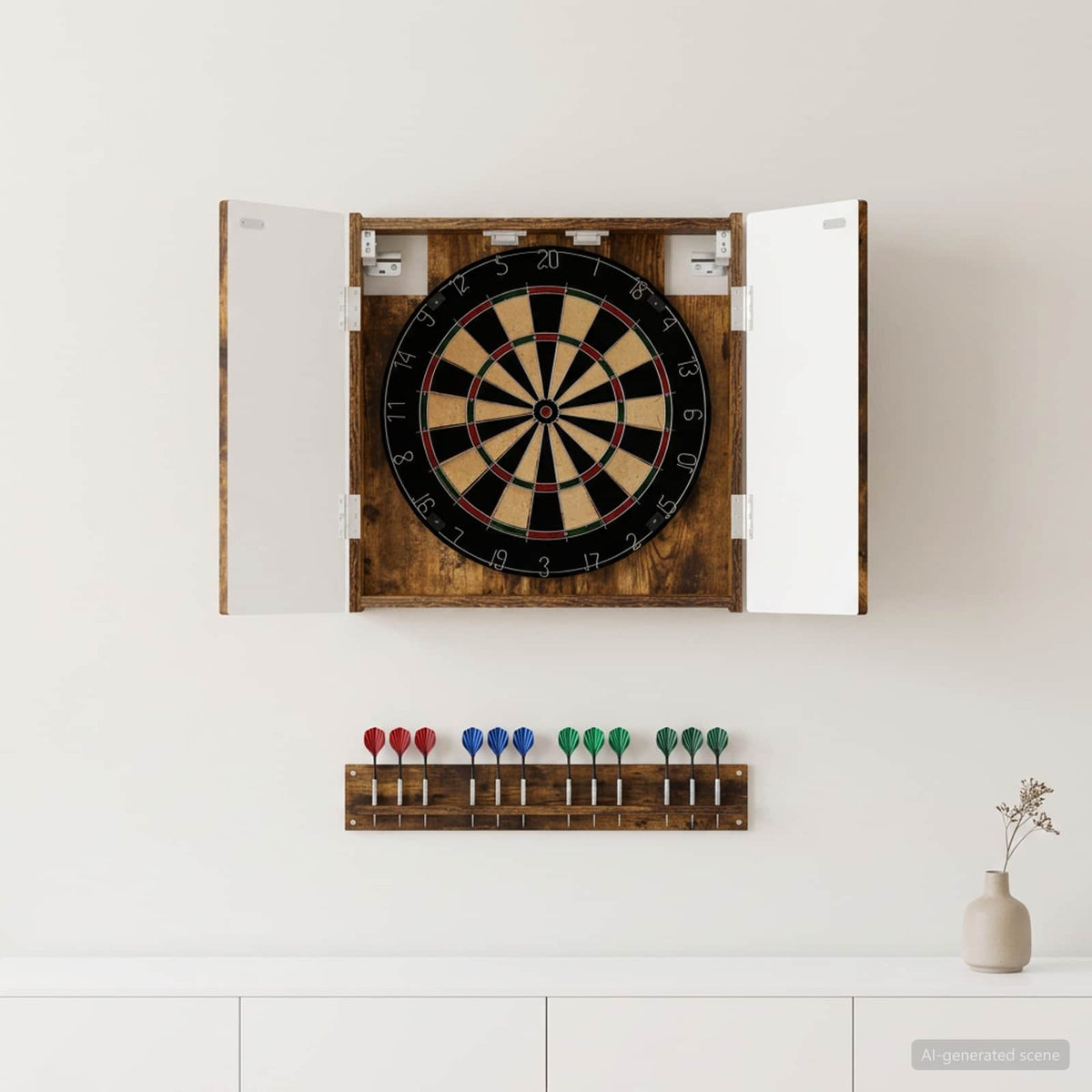 Vidaxl dartbord kabinet arnhem gerookt eiken 52,5 x 10,5 x 53,5 cm
