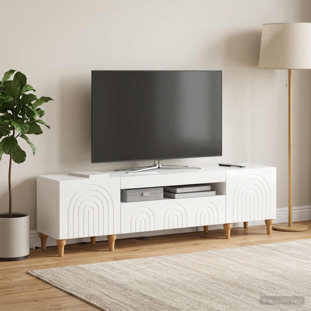 Vidaxl led tv-meubel alkmaar 153 x 35 x 43 cm hoogglans wit