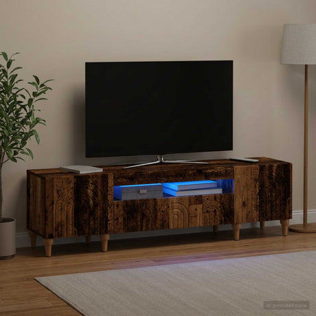 Vidaxl led tv-meubel alkmaar 153 x 35 x 43 cm oud hout bewerkt hout
