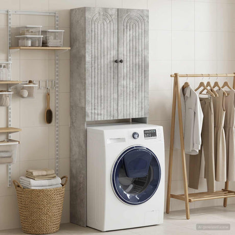 Vidaxl toiletkast alkmaar betongrijs 66 x 25,5 x 190 cm bewerkt hout
