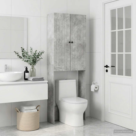 Vidaxl toiletkast alkmaar betongrijs 66 x 25,5 x 190 cm bewerkt hout