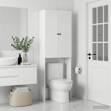 Vidaxl toiletkast alkmaar hoogglans wit 66 x 25,5 x 190 cm