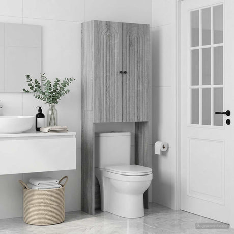 Vidaxl toiletkast alkmaar grijs sonoma 66 x 25,5 x 190 cm bewerkt hout