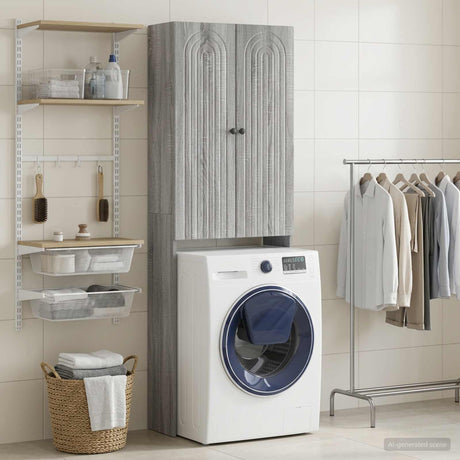 Vidaxl toiletkast alkmaar grijs sonoma 66 x 25,5 x 190 cm bewerkt hout