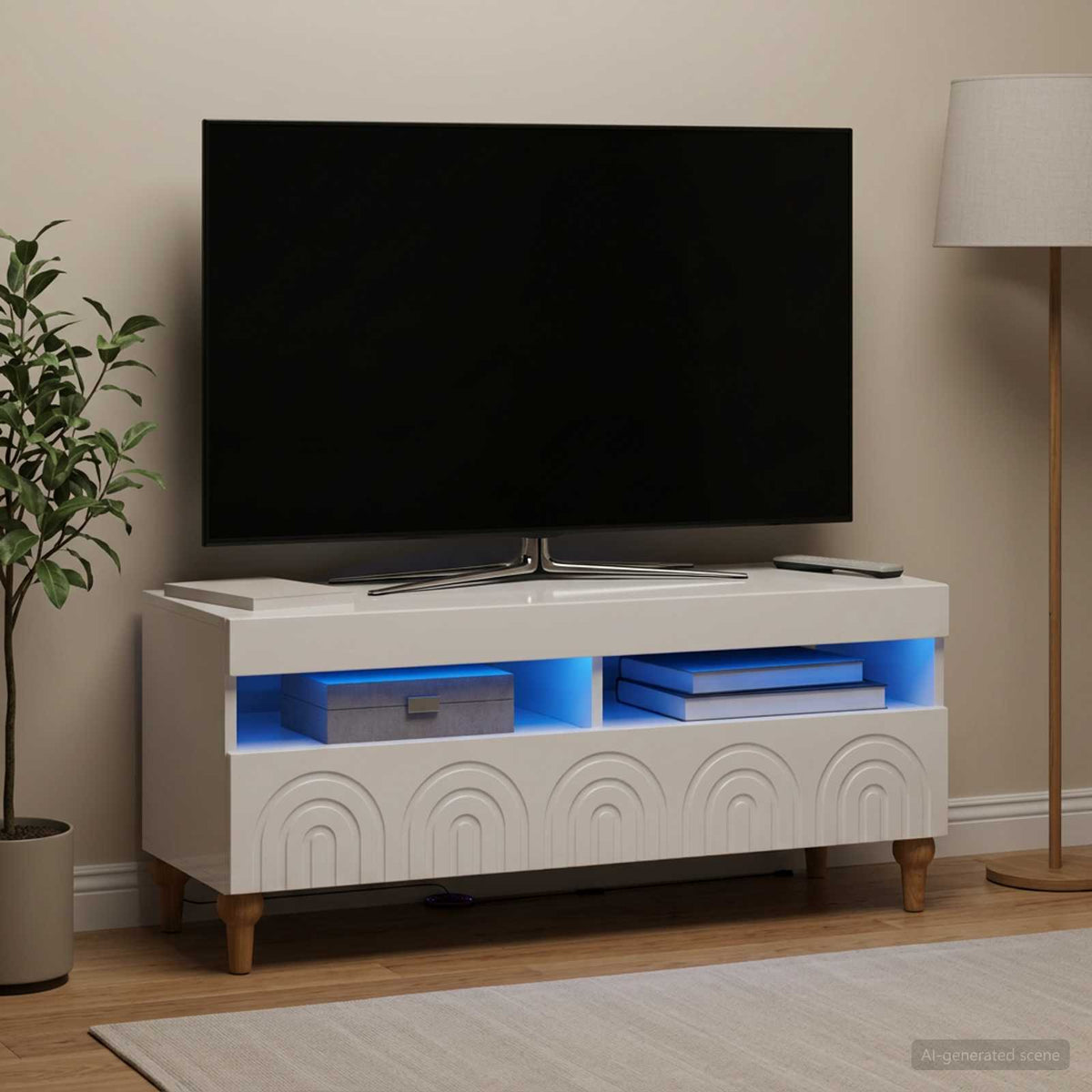 Vidaxl led tv-meubel alkmaar 100 x 35 x 43 cm hoogglans wit