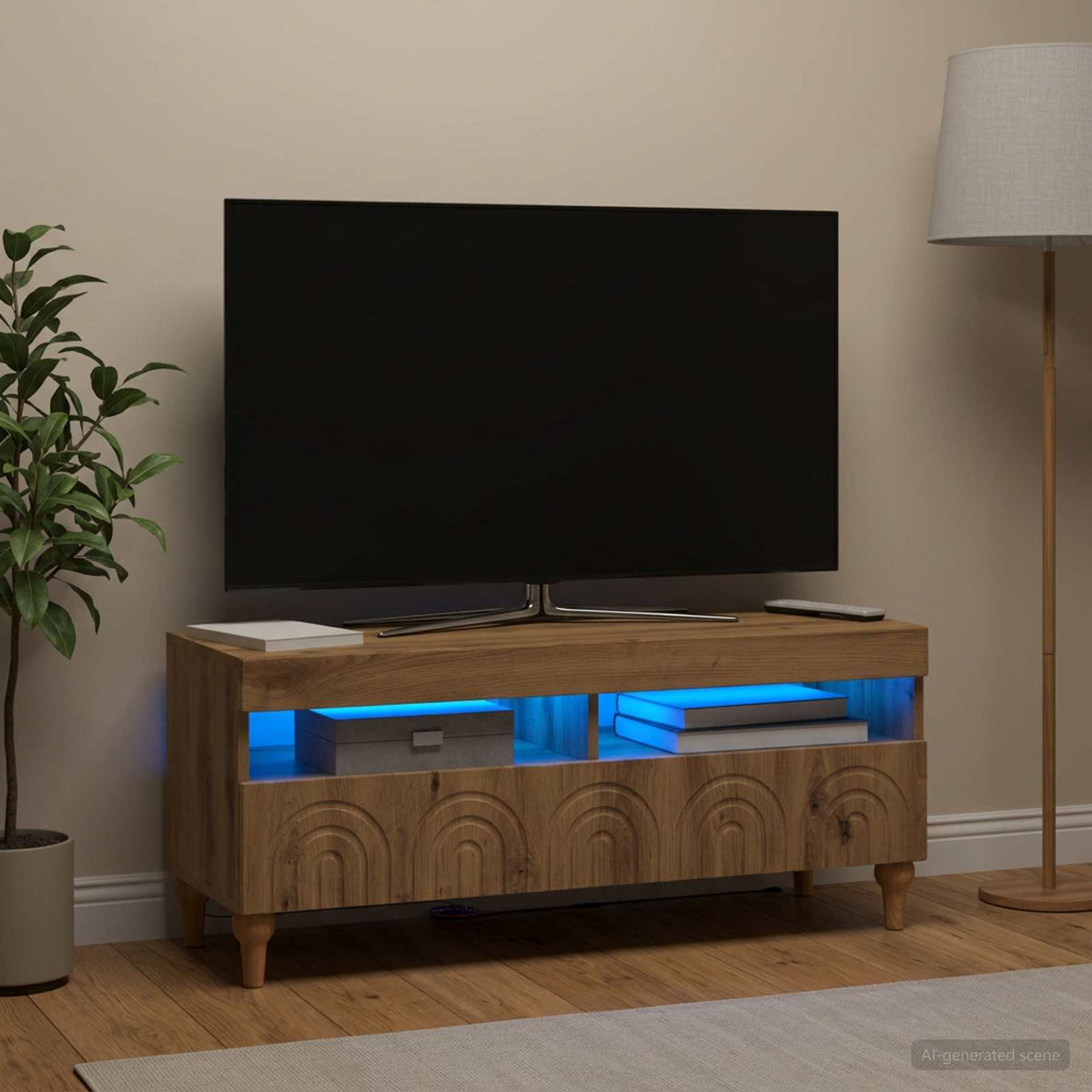 Vidaxl led tv-meubel alkmaar 100 x 35 x 43 cm artisanaal eiken