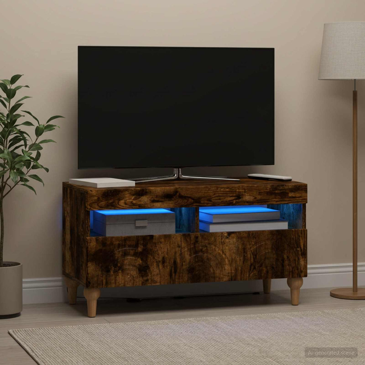 Vidaxl led tv-meubel alkmaar 81 x 35 x 43 cm gerookt eiken