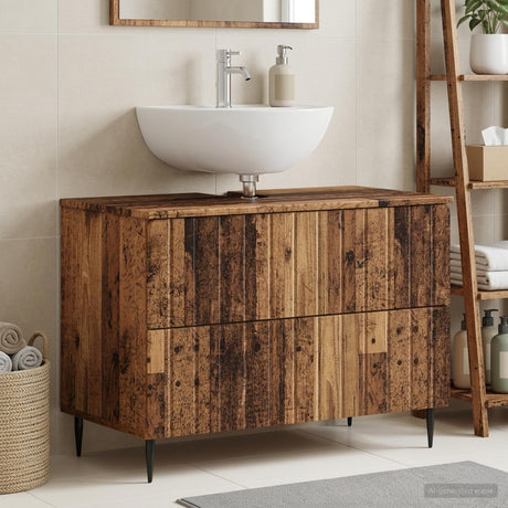Vidaxl badkamer wastafelkast zwolle oud hout 82 x 41 x 58,5 cm
