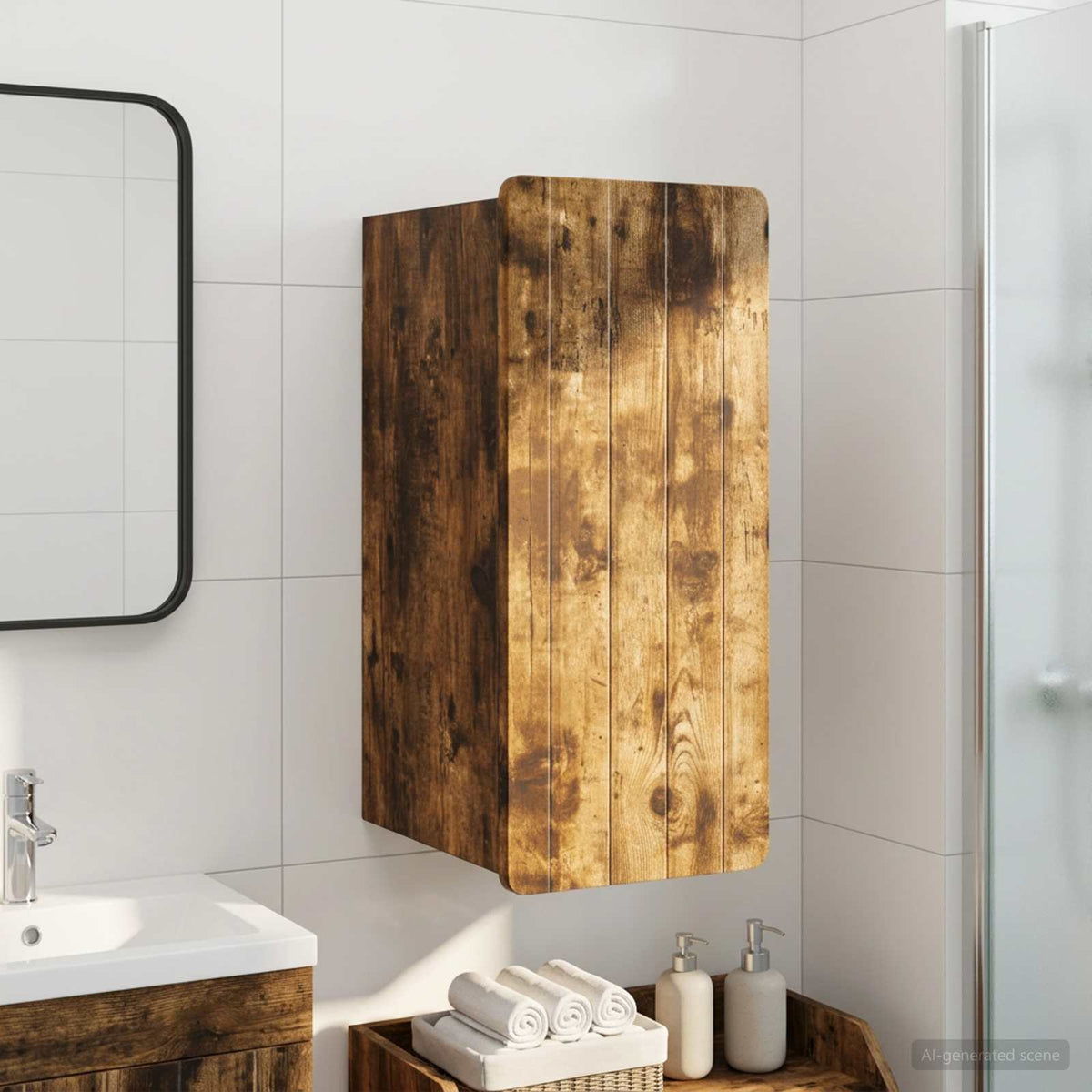 Vidaxl badkamer wandkast zwolle gerookt eiken 30 x 31 x 63 cm