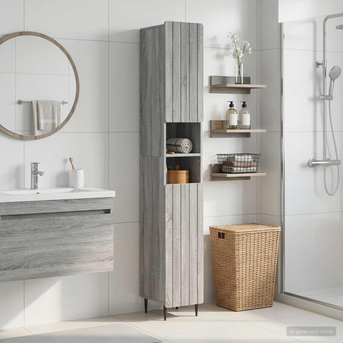 Vidaxl badkamerkast met open plank zwolle grijs sonoma